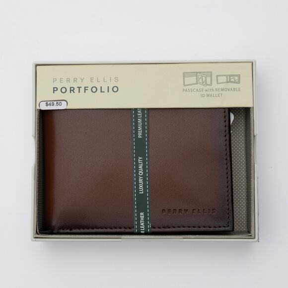 Perry Ellis Portfolio Men's Leather Bifold Wallet - Picture 1 of 6